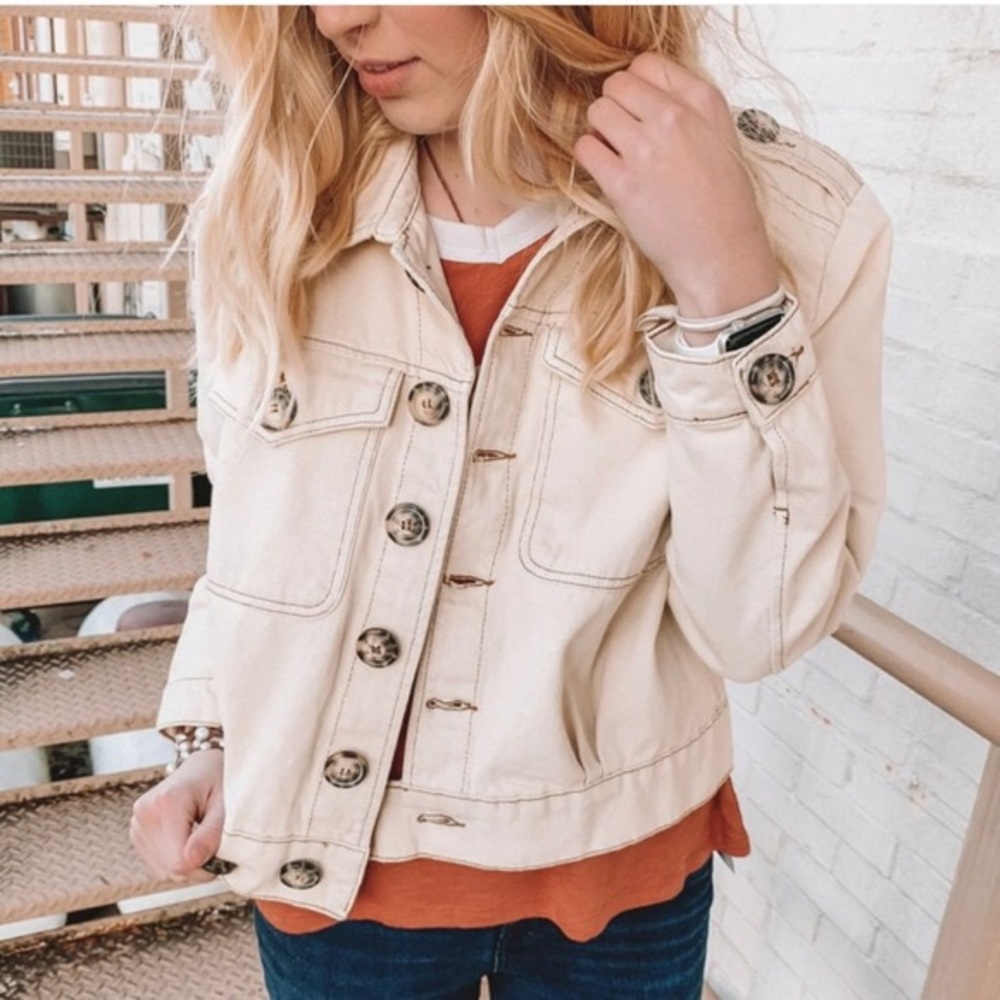 Free People Ivory Denim Jacket